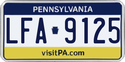 PA license plate LFA9125