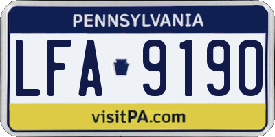 PA license plate LFA9190