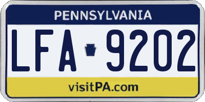 PA license plate LFA9202