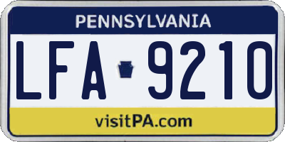 PA license plate LFA9210