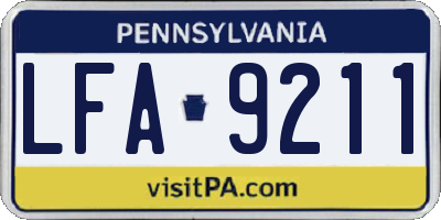 PA license plate LFA9211
