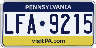 PA license plate LFA9215