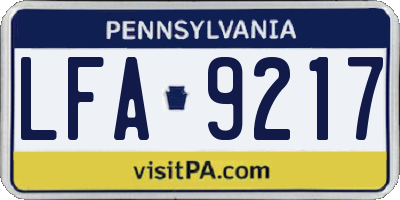 PA license plate LFA9217