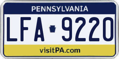 PA license plate LFA9220