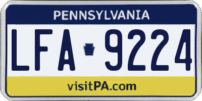 PA license plate LFA9224