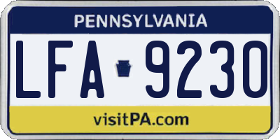 PA license plate LFA9230