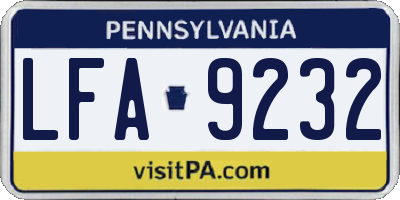 PA license plate LFA9232