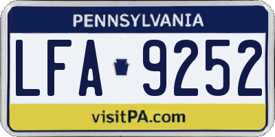 PA license plate LFA9252