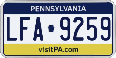PA license plate LFA9259