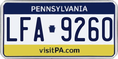 PA license plate LFA9260