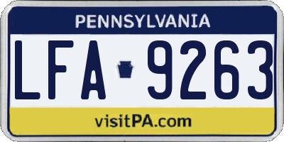 PA license plate LFA9263
