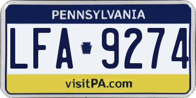PA license plate LFA9274