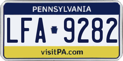 PA license plate LFA9282
