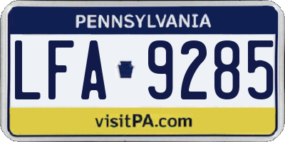 PA license plate LFA9285