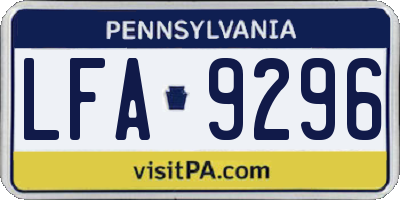 PA license plate LFA9296