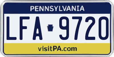 PA license plate LFA9720