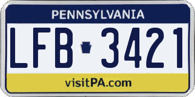 PA license plate LFB3421