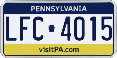 PA license plate LFC4015