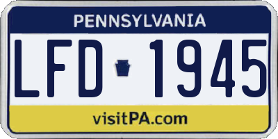 PA license plate LFD1945