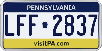 PA license plate LFF2837