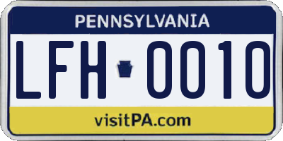 PA license plate LFH0010