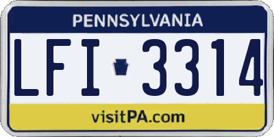 PA license plate LFI3314