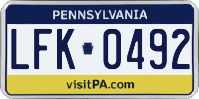 PA license plate LFK0492