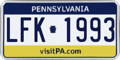 PA license plate LFK1993