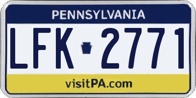 PA license plate LFK2771