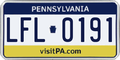 PA license plate LFL0191