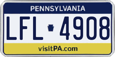 PA license plate LFL4908