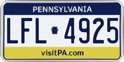 PA license plate LFL4925