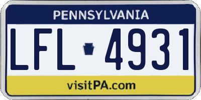 PA license plate LFL4931