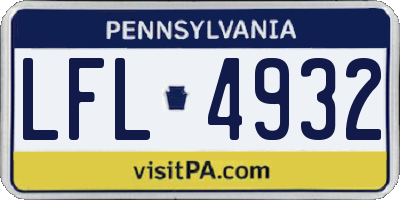 PA license plate LFL4932