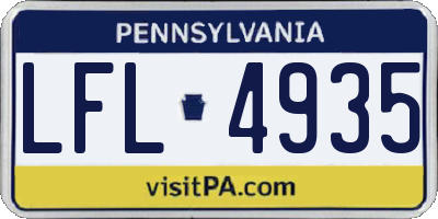 PA license plate LFL4935