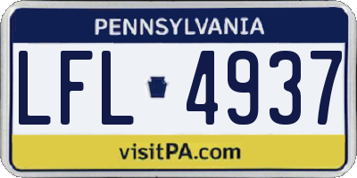 PA license plate LFL4937