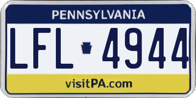 PA license plate LFL4944
