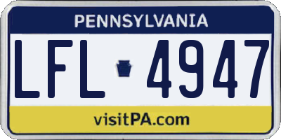 PA license plate LFL4947