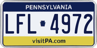 PA license plate LFL4972