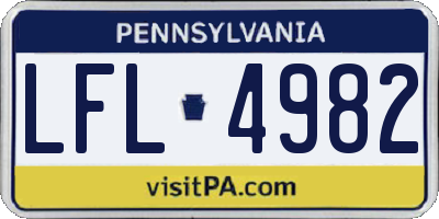 PA license plate LFL4982