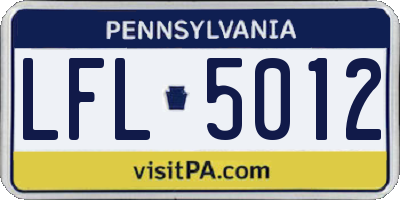 PA license plate LFL5012