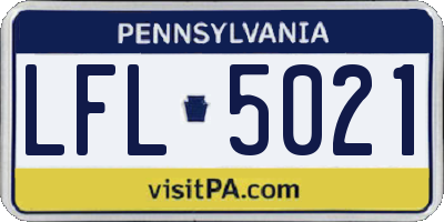PA license plate LFL5021