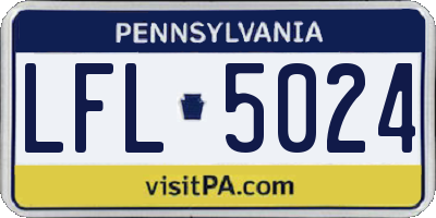 PA license plate LFL5024