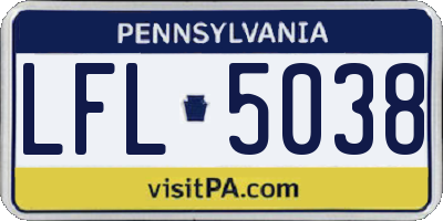 PA license plate LFL5038