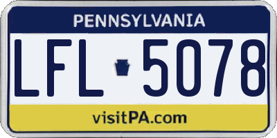 PA license plate LFL5078
