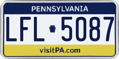 PA license plate LFL5087