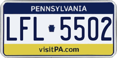 PA license plate LFL5502