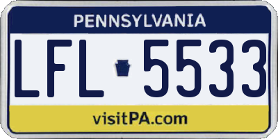 PA license plate LFL5533