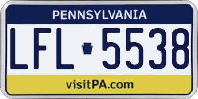 PA license plate LFL5538