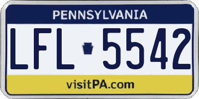 PA license plate LFL5542